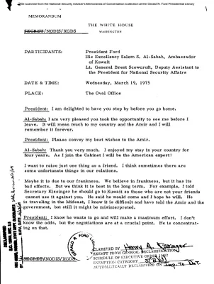 March 19, 1975 - Ford, Kuwaiti Ambassador Salem S. Al-Sabah