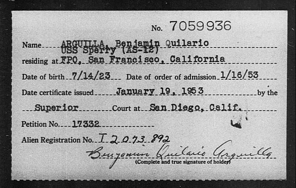 Arguilla, Benjamin Quilario - 1953