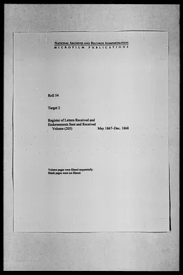 Register of Letters Received and Endorsements Sent and Received