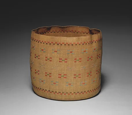 Twined Cylindrical Basket