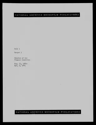 Minutes of the Finance Committee: August 13, 1872 - April 2, 1874