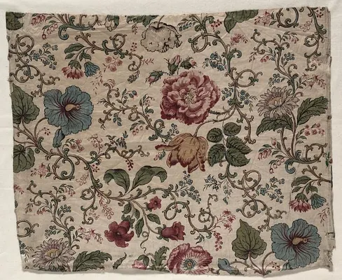 Woodblock Printed Chintz Fragment