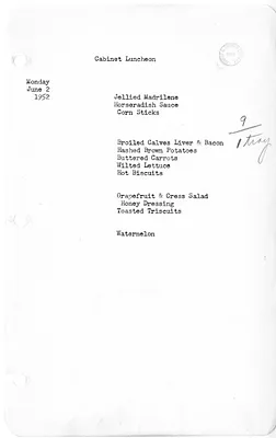 White House Luncheon Menu