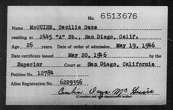 McGuire, Cecilia Daza - 1946