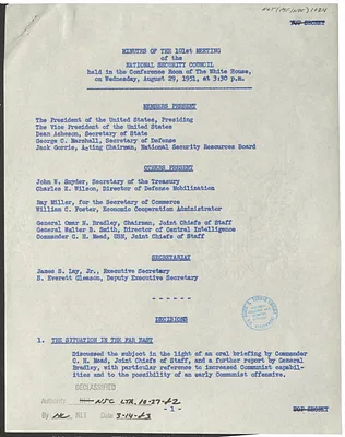 Minutes of the One Hundred and First Meeting of the National Security Council