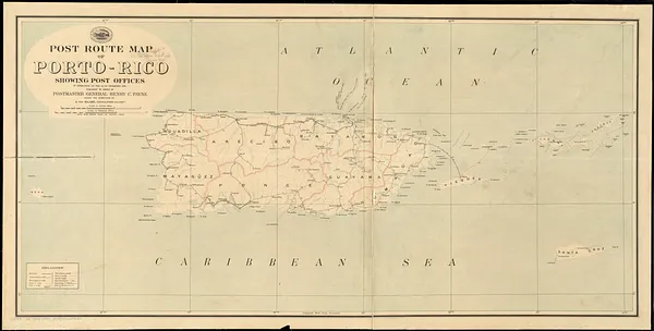 Post route map of Porto-Rico showing post offices in operation on the 1st of December, 1903