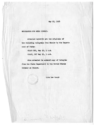 Memorandum from Myra Lee Houck to Rose Conway