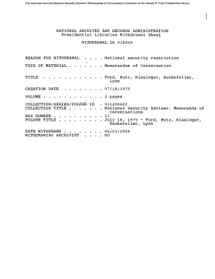 July 18, 1975 - Ford, Butz, Kissinger, Rockefeller, Lynn