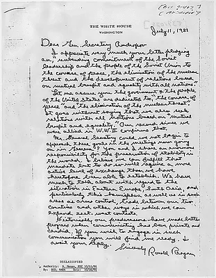 Ronald Reagan's Notes on December 1981 Brezhnev Cable re Poland