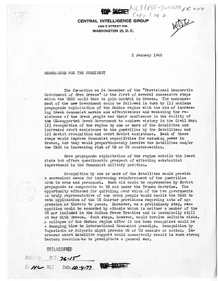 Memorandum from Rear Admiral R. H. Hillenkoetter to President Harry S. Truman