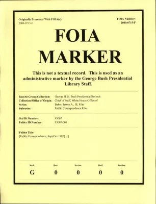 [Public Correspondence, Sept/Oct 1992] [1]