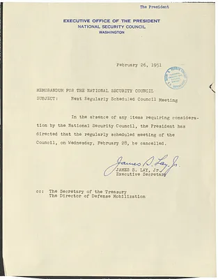 Memorandum from James S. Lay, Jr. to the National Security Council