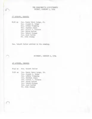 The President's Daily Appointments for January-June 1954