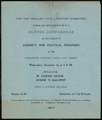 New England Civil Liberties Union handbill, Boston, Mass., [1921?]