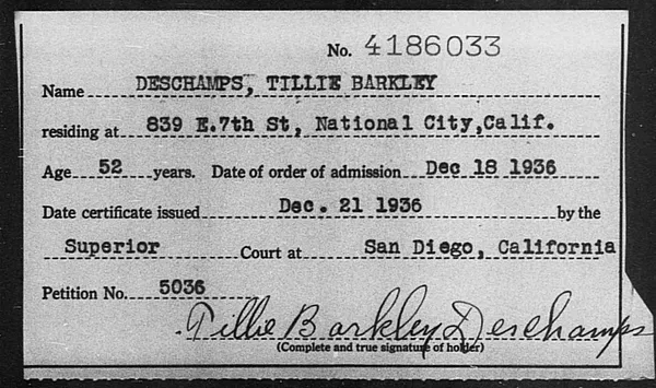 Deschamps, Tillie Barkley - 1936