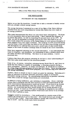Statement by the President regarding energy issues [Ford Speech or Statement]