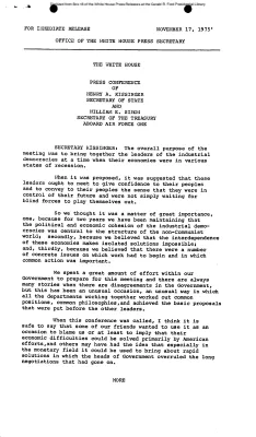 Press Conference of Henry A. Kissinger, Secretary of State, and William E. Simon, Secretary of the Treasury, aboard Air Force One