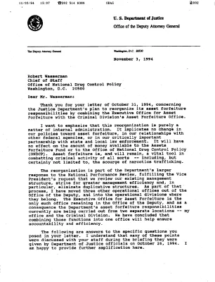 Asset Forfeiture Reorganization