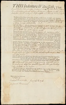 William Badger indentured to apprentice with Joseph Hoyt of Newburyport, 1 June 1797