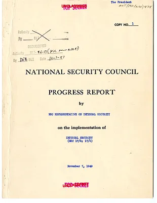 National Security Progress Report by the National Security Council Representative on Internal Security on the Implementation of Internal Security (NSC 17/4; 17/6)