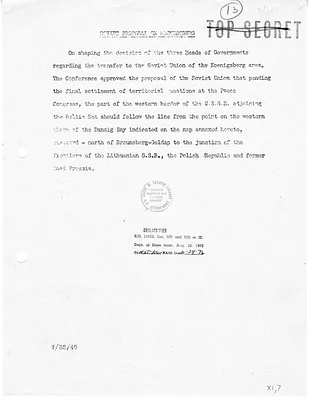 Memorandum, Soviet Proposal on Koenigsberg