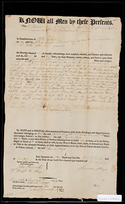 Deed of property in Brewster sold to Israel Linnell and Josiah Linnell of Brewster by Thomas Mayo of Brewster