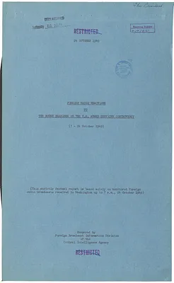 Report, Foreign Radio Reactions to the House Hearings on the United States Armed Services Controversy