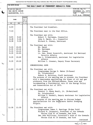 President Gerald R. Ford's Daily Diary, December 16, 1975