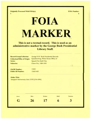 Inaugural Anniversary Gala 2/3/92 [OA 6096]
