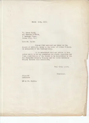 Letters Sent to Edwin F. Smith, March 11, 1930