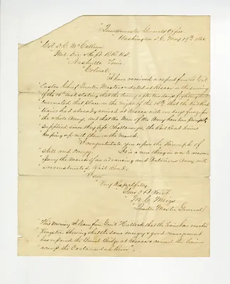 Letter from Quartermaster General Montgomery C. Meigs to Colonel McCallum, May 19, 1864