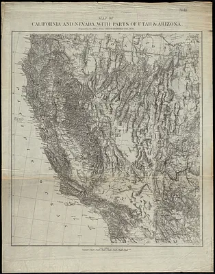 Map of California and Nevada, with parts of Utah & Arizona