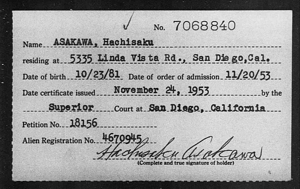 Asakawa, Hachisaku - 1953
