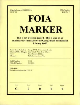 [Public Correspondence, Oct 1992] [7]