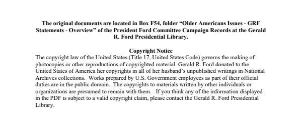 Older Americans Issues - GRF Statements - Overview