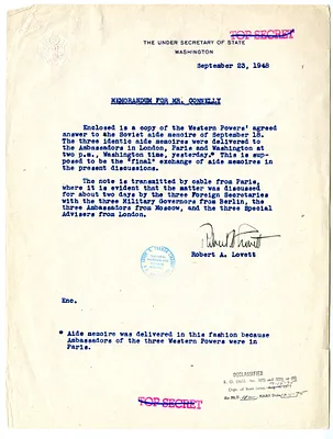 Memorandum from Robert Lovett to Matthew Connelly