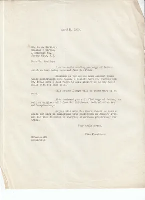Letters Sent to E.A. Markley, April 21, 1930