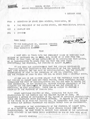 Message from President Harry S. Truman to Secretary of State Dean Acheson, with Related Memorandum