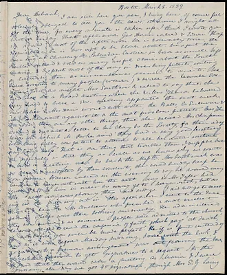 Letter from Anne Warren Weston, Boston, to Debora Weston, March 8, 1839