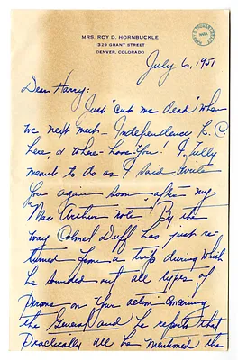 Letter from Myra Hornbuckle to Harry S. Truman with Attached Newspaper Clippings