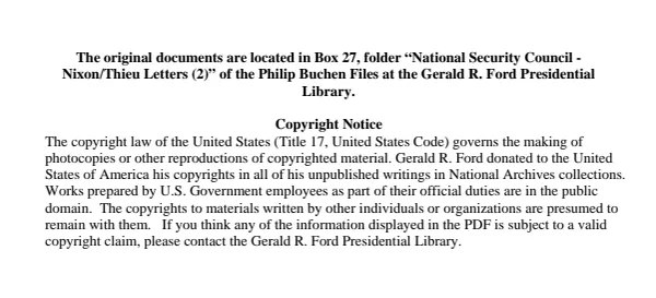 National Security Council - Nixon/Thieu Letters (2)