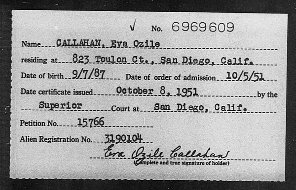 Callahan, Eva Ozile - 1951
