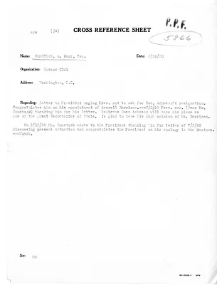 Cross Reference Memorandum
