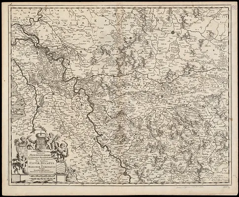 Celssissimo potentissimo invictissimoque Principi Frederico Guilielmo II D G Marchioni Brandenburgico, S R I Electori ac Archicamerario etc. hanc Exactissimam Cliviae Ducatus et Marchiae Comitatus tabulam