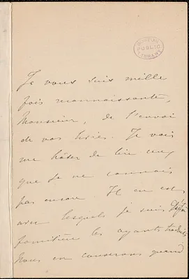 Marie Therese (de Solms) Blanc autograph note signed to Thomas Wentworth Higginson, 2 December