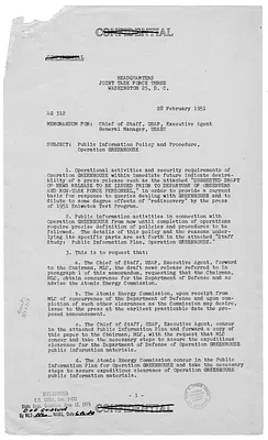 Report from Lieutenant General E. R. Queseda to the General Manager, U. S. Atomic Energy Commission and Chief of Staff, United States Air Force Executive Agent, with Attachment