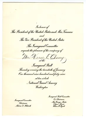 Invitation to Inaugural Ball