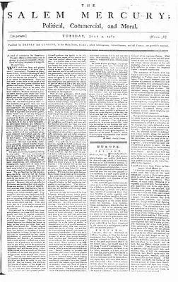 The Salem Mercury: Political, Commercial, and Moral