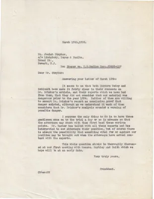 Letters Sent to Josiah Stryker, March 15, 1928