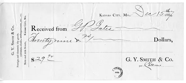 Receipt from G. Y. Smith & Company to George P. Gates